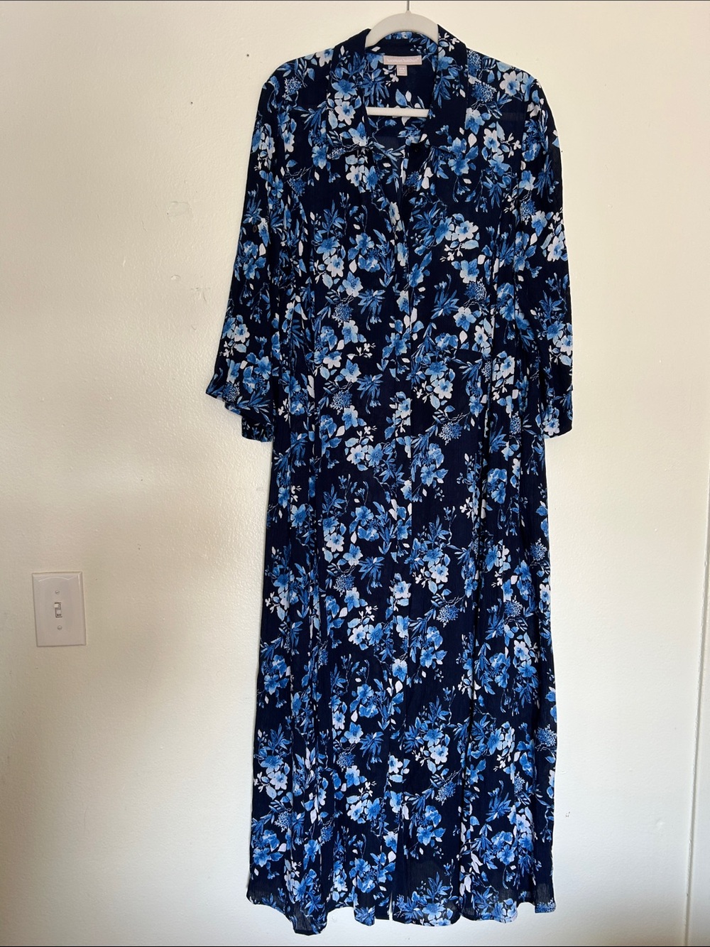 Woman Within Navy Blue Floral Maxi Dress
